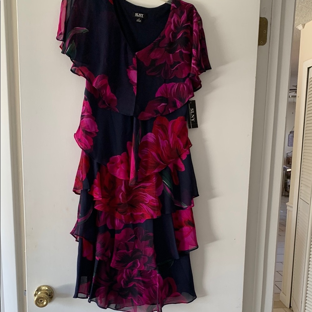 SL Fashions Pink High Low Sundress with Flutter Sleeves and Ruffled Design